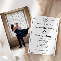 Convite para casamento de fotos do Monograma Branc