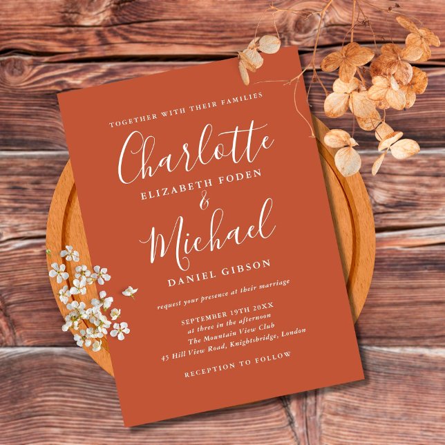 Convite para Casamento de Fotos do Script Terracot (Criador carregado)