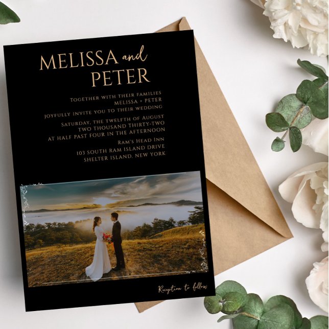 Convite para casamento de fotos Douradas de álcool (Criador carregado)