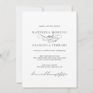 Convite para casamento de fotos elegante com RSVP