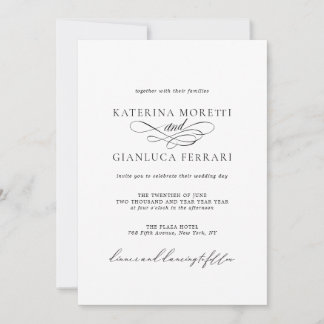 Convite para casamento de fotos elegante com RSVP