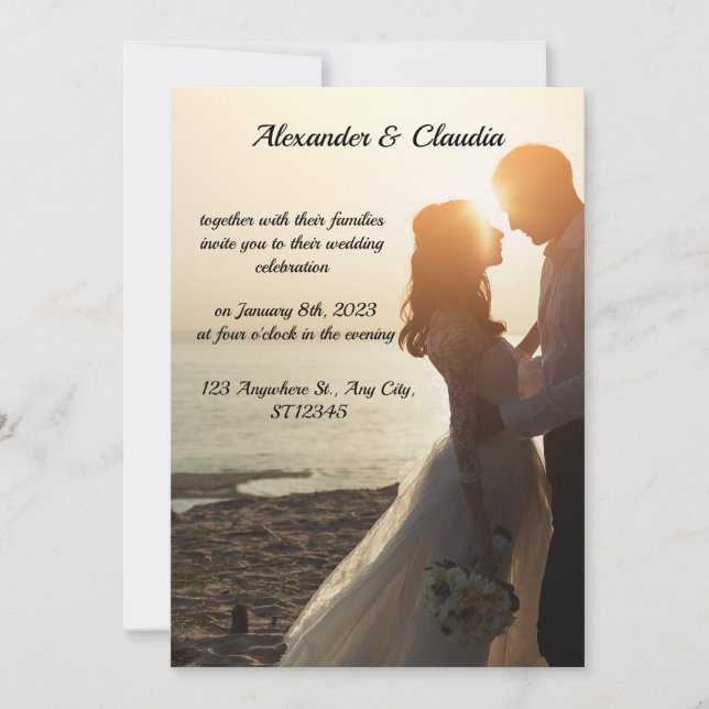 Convite para Casamento de Fotos Elegante Moderno (Frente)