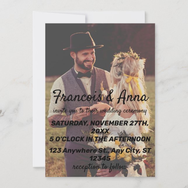 Convite para Casamento de Fotos Elegante Moderno (Frente)