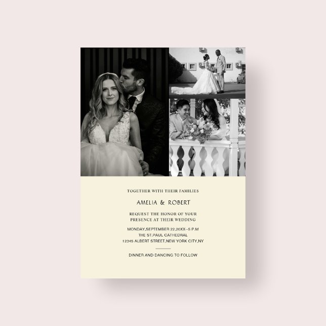 Convite para casamento de fotos elegantes do casal (Criador carregado)
