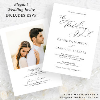Convite para casamento de fotos elementar simples 