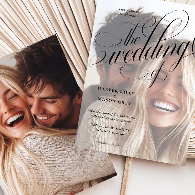 Convite Para Casamento De Fotos Em Caligrafia (Criador carregado)