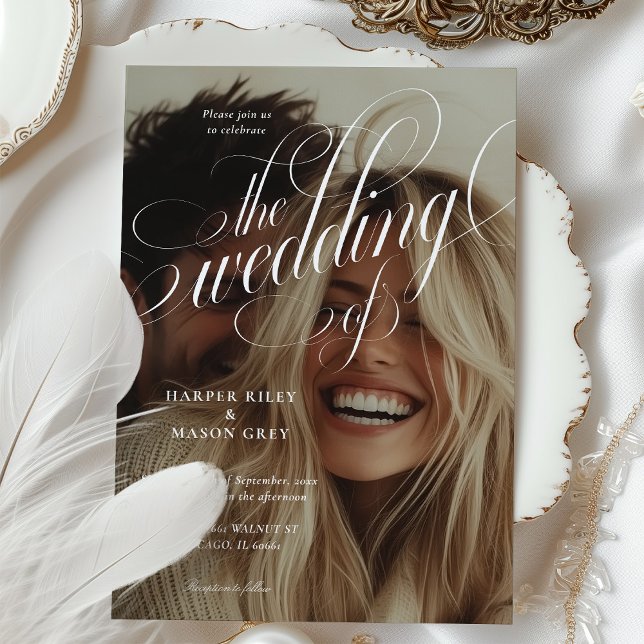 Convite Para Casamento De Fotos Em Caligrafia (Criador carregado)