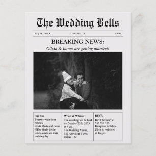 Convite para Casamento de Fotos em Jornal Único de