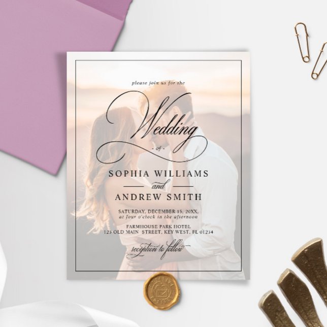 Convite para casamento de fotos em preto e branco (Criador carregado)