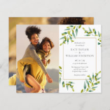 Convite para Casamento de Fotos em Verde de Orçame