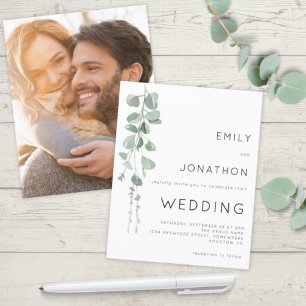 Convite para Casamento de Fotos Eucalyptus Moderno
