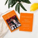 Convite para casamento de fotos laranja com brilho<br><div class="desc">Projetado para coordenar com a Coleção de Convite para Casamento "Brilhante". Para alterar os detalhes, clique em "Detalhes". Para mover o texto ou alterar o tamanho, a fonte ou a cor, clique em "Editar usando a Ferramenta de Design". Visualize o link de coleção nesta página para ver todos os itens...</div>