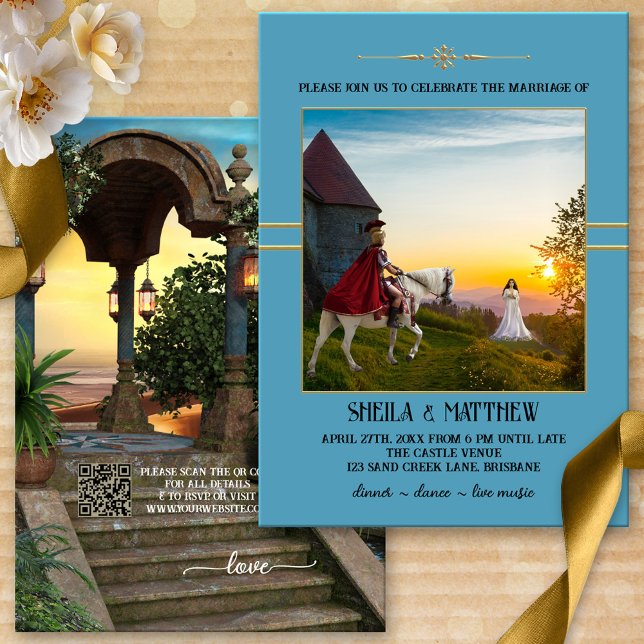 Convite para casamento de fotos medieval boêmica (Criador carregado)