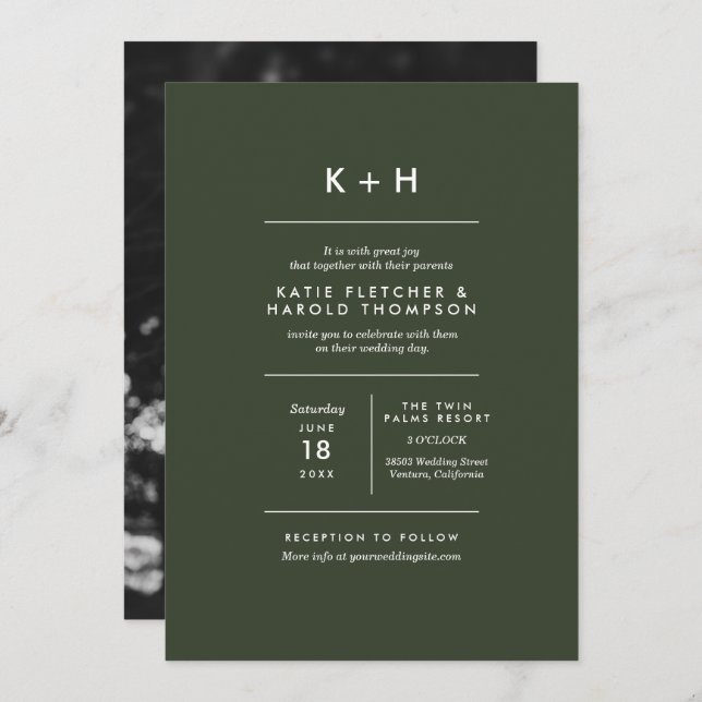 Convite para casamento de fotos minimalista (Frente/Verso)