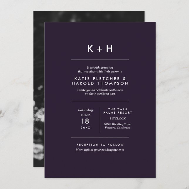 Convite para casamento de fotos minimalista (Frente/Verso)