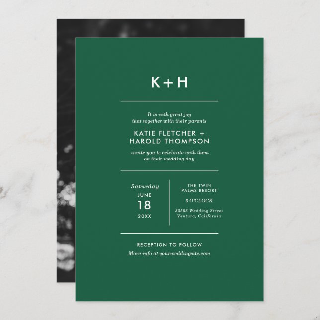 Convite para casamento de fotos minimalista (Frente/Verso)