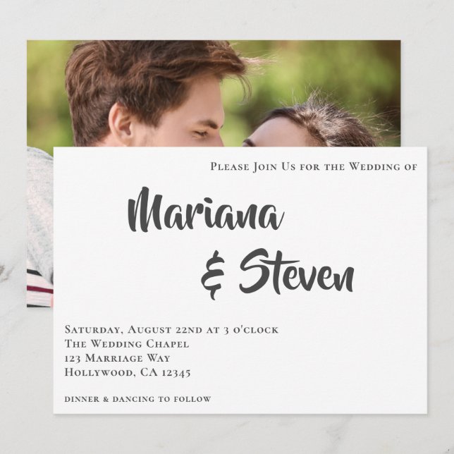 Convite para casamento de fotos modernas (Frente/Verso)
