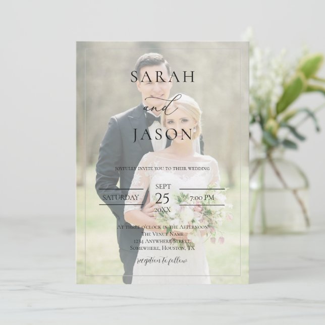 Convite para casamento de fotos modernas (Em pé/Frente)