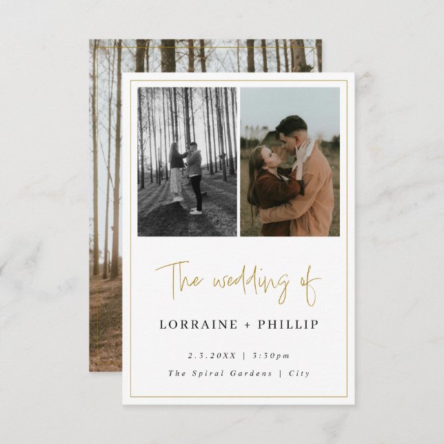 Convite para casamento de fotos modernas do cobrir (Frente/Verso)