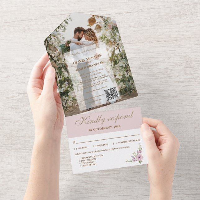 Convite para casamento de fotos multifuncional com (Tearaway)