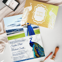 Convite para Casamento de Fotos Paquoas de Gold Fo