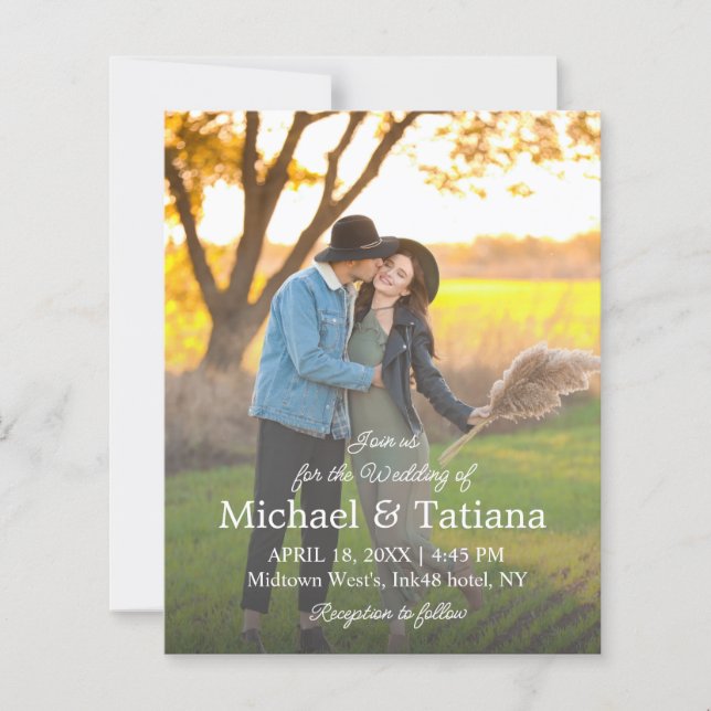 convite para casamento de fotos simples elegante (Frente)