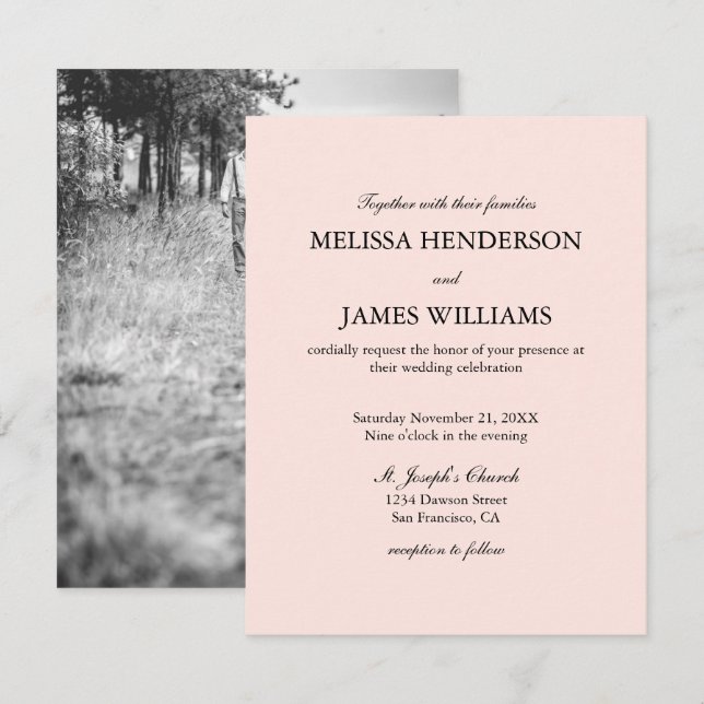 Convite para Casamento de Fotos Simples Minimalist (Frente/Verso)