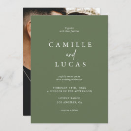 Convite para Casamento de Fotos Verde Florestal