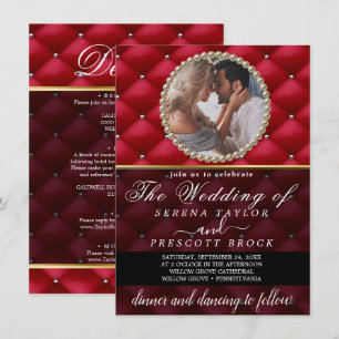 Convite para casamento de fotos vermelhas do rico