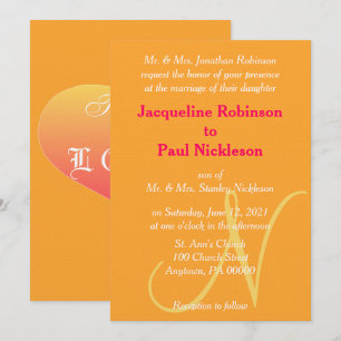 Convite para Casamento de Framboesa de Laranja Mon