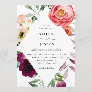 Convite para Casamento de Frame Blooms Bohemian