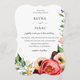 Convite para Casamento de Frame Blooms Bohemian