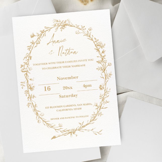 Convite para Casamento de Frame de Intrato de Orna (Gold Ornate Intricate Frame Wedding Invitation)