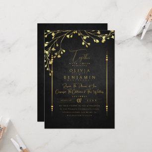 Convite para Casamento de Frame do Ouro Elegante F