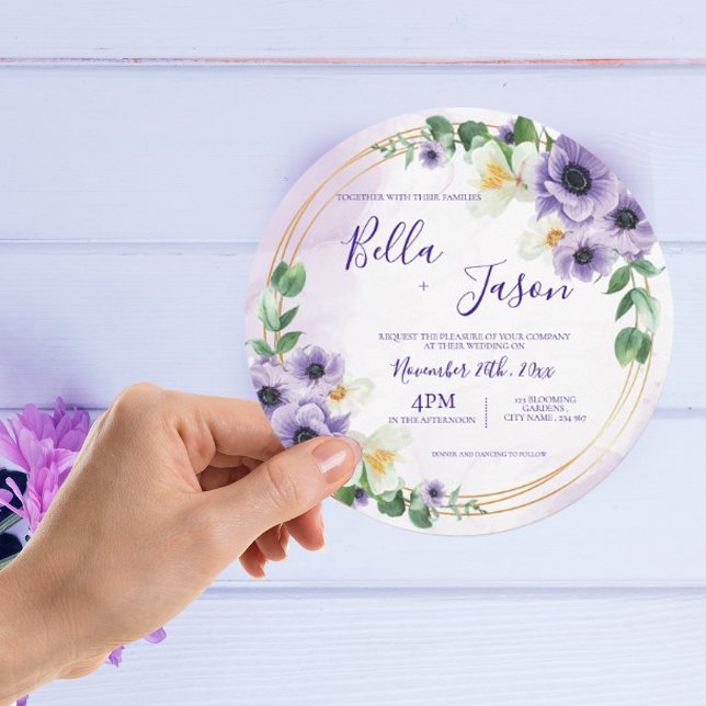 Convite para Casamento de Frame Dourado Floral Bra (Criador carregado)