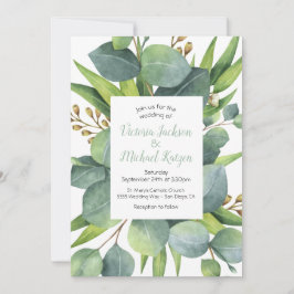 Convite para Casamento de Frame Eucalyptus Wreath