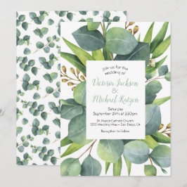 Convite para Casamento de Frame Eucalyptus Wreath