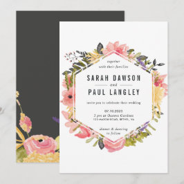 Convite para Casamento de Frame Floral