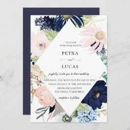 Convite para Casamento de Frame Floral Costeira