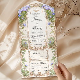Convite para Casamento de Frame Floral Dourado Rox