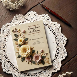 Convite para Casamento de Frame Floral Elegante
