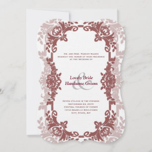 Convite para Casamento de Frame Floral Marsala