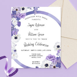 Convite para Casamento de Frame Floral Roxo do Orç