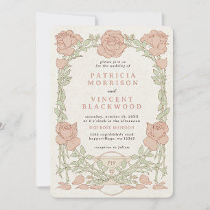Convite para Casamento de Frame Rosa do Livro Anti