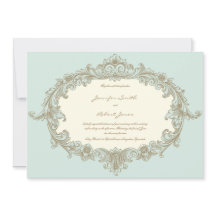 Convite para Casamento de Frame Vintage Dourado Az