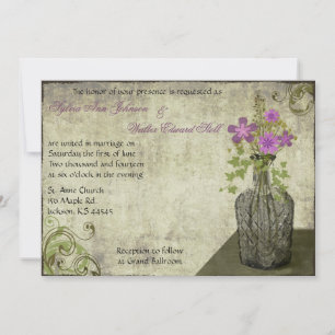 Convite Para Casamento De Frasco De Flor Vintage