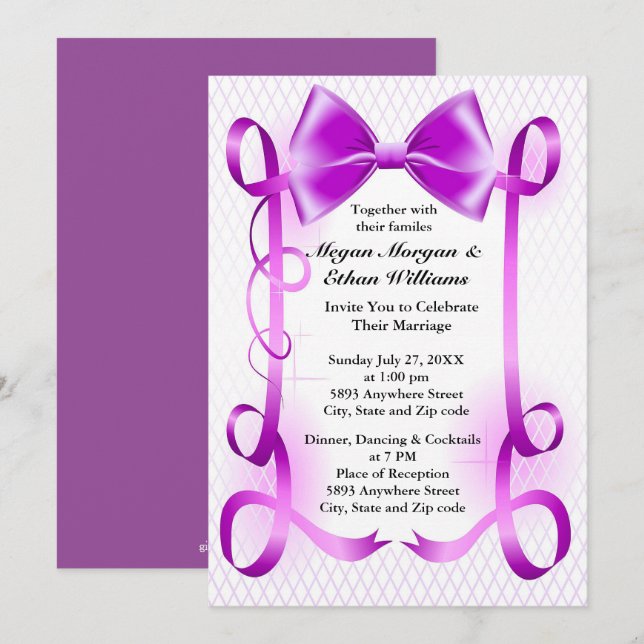 Convite para Casamento de Fronteira de Arcos Roxos (Frente/Verso)