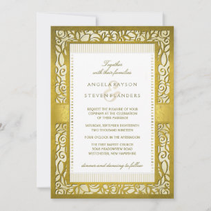 Convite para Casamento de Fronteira Deco de ouro R