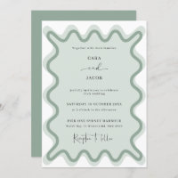 Convite para Casamento de Fronteira Verde de Sage 