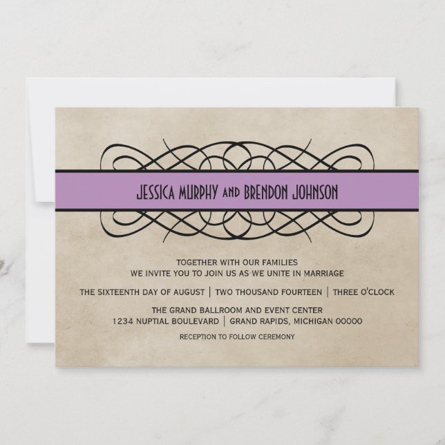 Convite para Casamento de Fronteira Violeta Flouri (Frente)